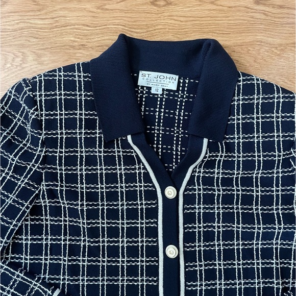 EUC Vintage St John Santana Knit Sweater Blazer Jacket  in Blue Navy - Picture 3 of 11